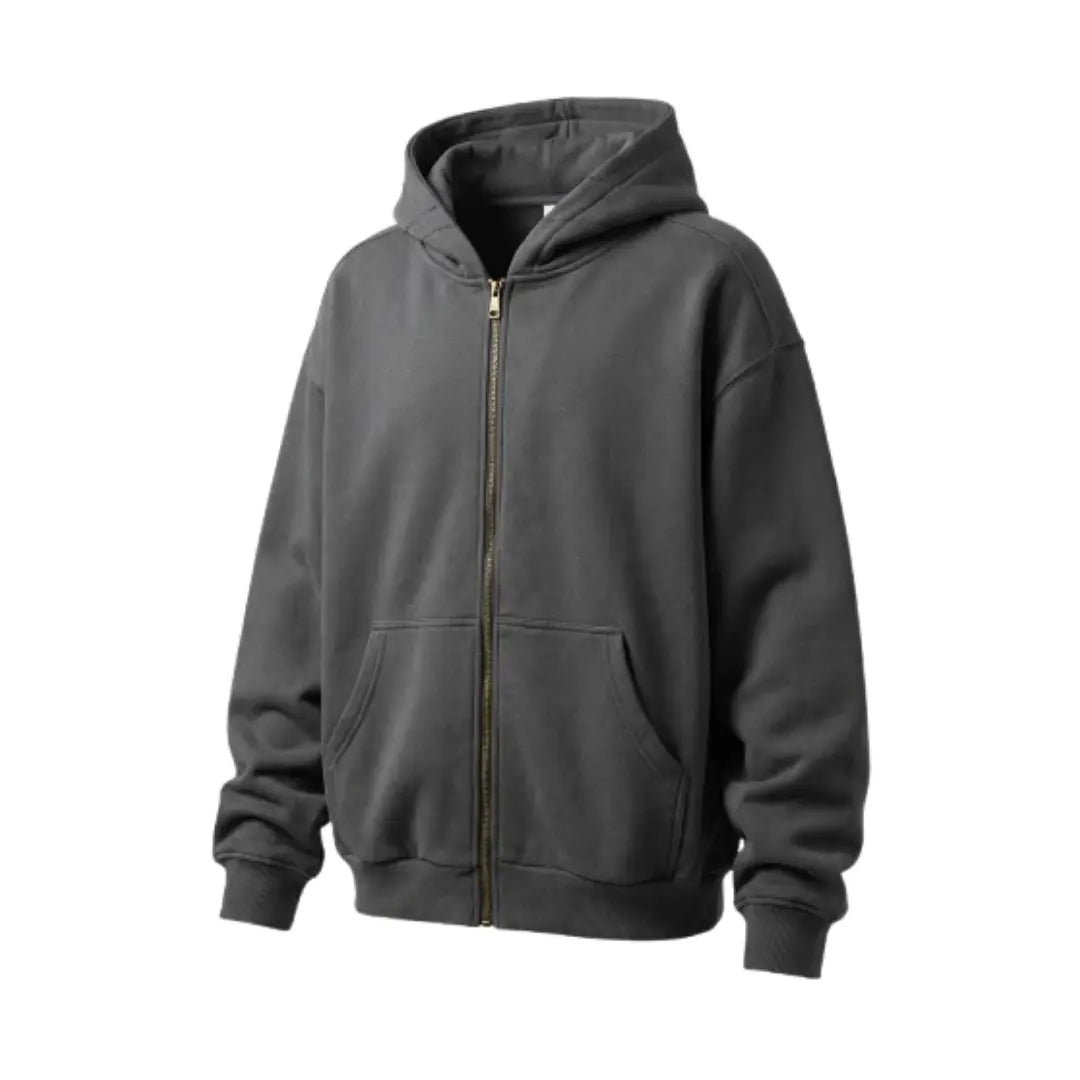 420G Heavyweight Double-Zip Hoodie – Solid Color Vintage Relaxed Fit (Unisex) Rsell Store