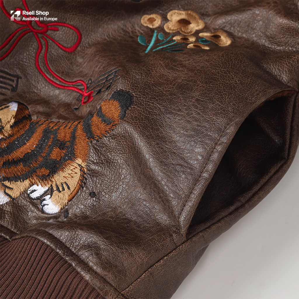 Vintage Cat Leather Jacket  Unisex Warm Coat