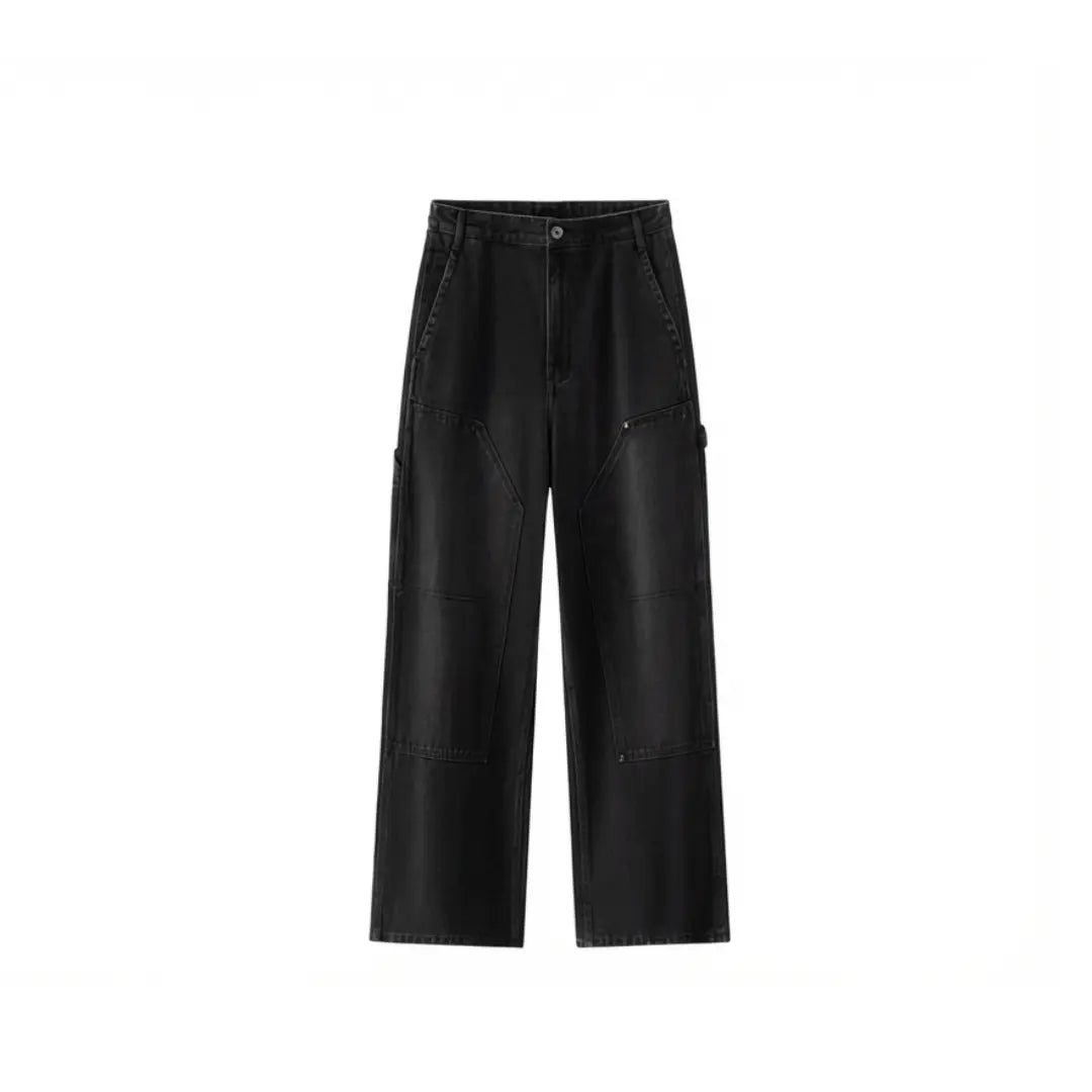 Denim Cargo Pants - Retro Loose Fit Straight Leg - Rsell Store Jeans