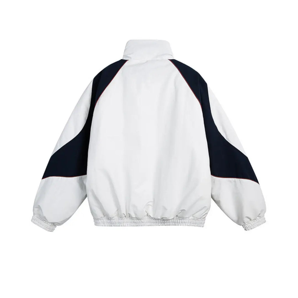 White jacket with black sleeves on a white background