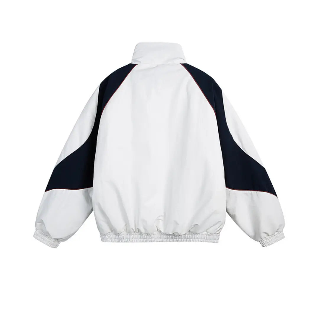 White jacket with black sleeves on a white background