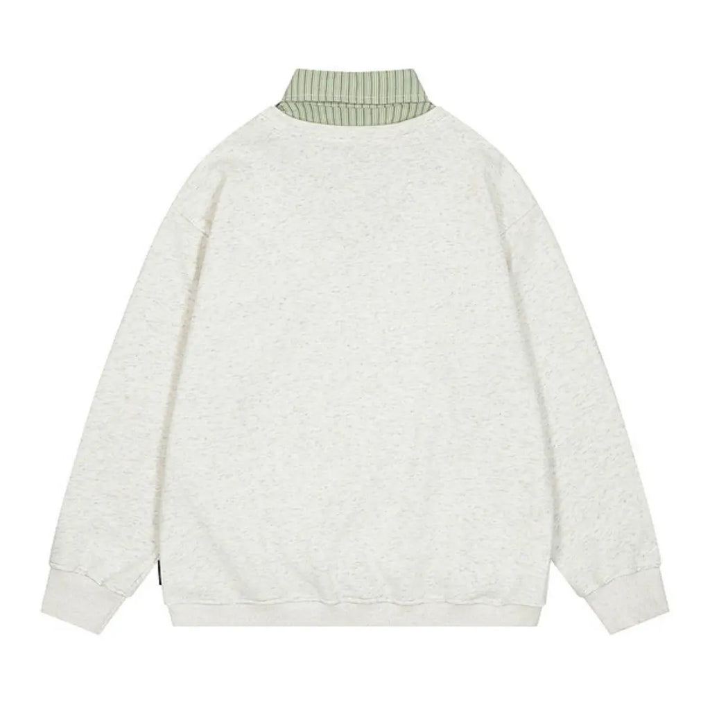 College Style Fleece-Lined Layered Collar Sweatshirt