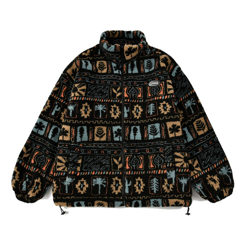 Chinese-Style Vintage Sherpa Padded Jacket